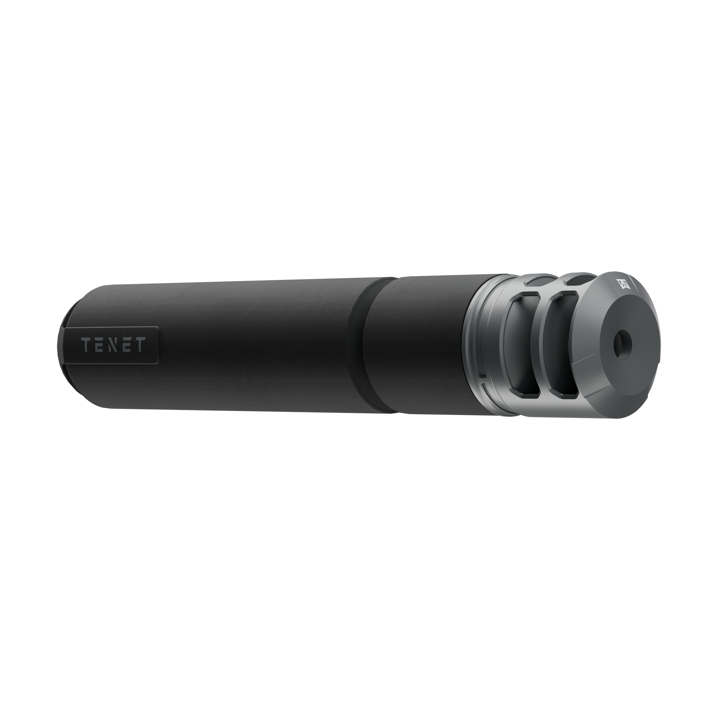 TENET VESPER suppressor muzzle end with three-port muzzle brake