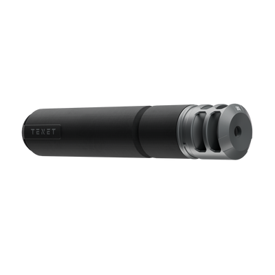 TENET VESPER suppressor muzzle end with three-port muzzle brake